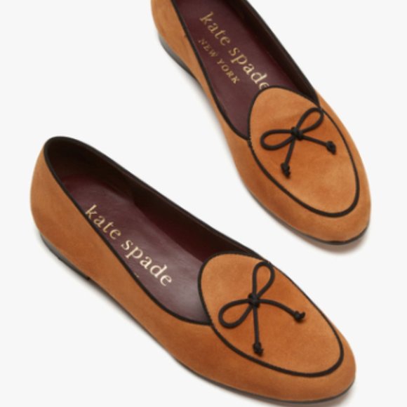 kate spade Shoes - Kate Spade Devi Suede Loafers Slip Ons Womens Shoes Camel Beige Tan Size 8